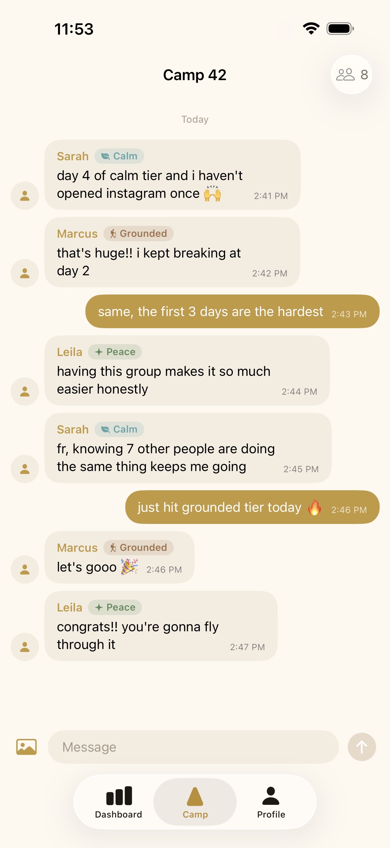 ScrollCamp Camp Chat — Group Accountability